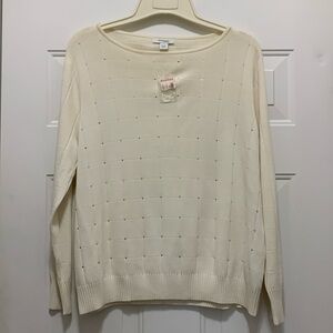 3/$15 NWT Dressbarn size 18/20 cream sweater with rhinestones